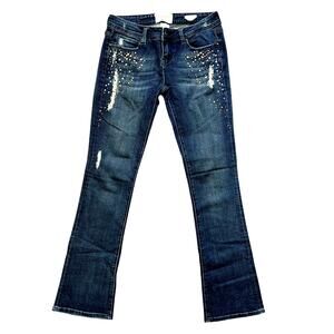Hint Jeans Womens Embellished Distressed Slim Bootcut Jeans Size 29 Country